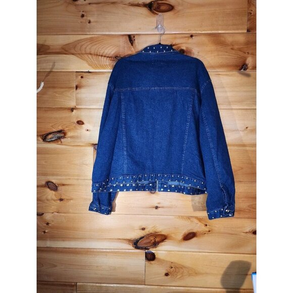 Vintage L A Blues Women Plus Size 22/24 Jean Jacket Full Zip Front Studded - Picture 8 of 11
